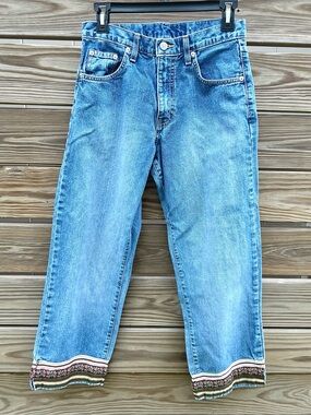 Dylan Vintage Wash Denim Jeans with Embroidered Hem Women’s SZ 0 EU SZ 30